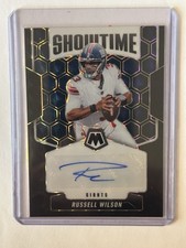 2025 Panini Mosaic Football Russell Wilson Showtime Black Mosaic 1/1 RC Auto