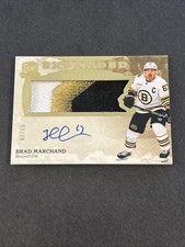 2023-24 UD The Cup Brad Marchand Expanded Materials 3 Color Patch Autograph 2/15