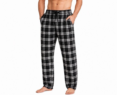 Men's Cotton Knit Flannel Plaid Lounge Pajama Pants
