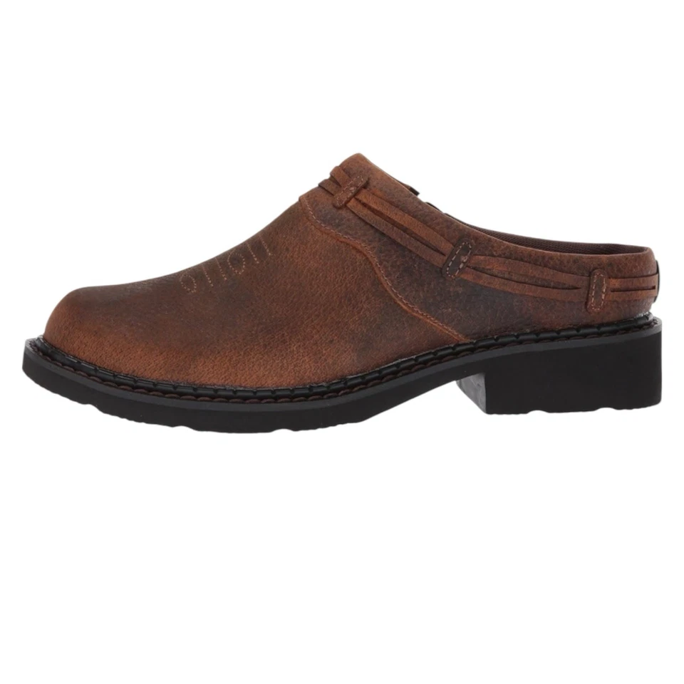 Cordones Roper Caballo Loco Cuero Mula Mujer Talla 7 Marrón Punta Redonda Suela Trozada Foto 2 de 4