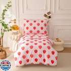 SDIII 4 Piece Strawberry Toddler Bedding Set, Kawaii Fruit Printed Pink Toddl
