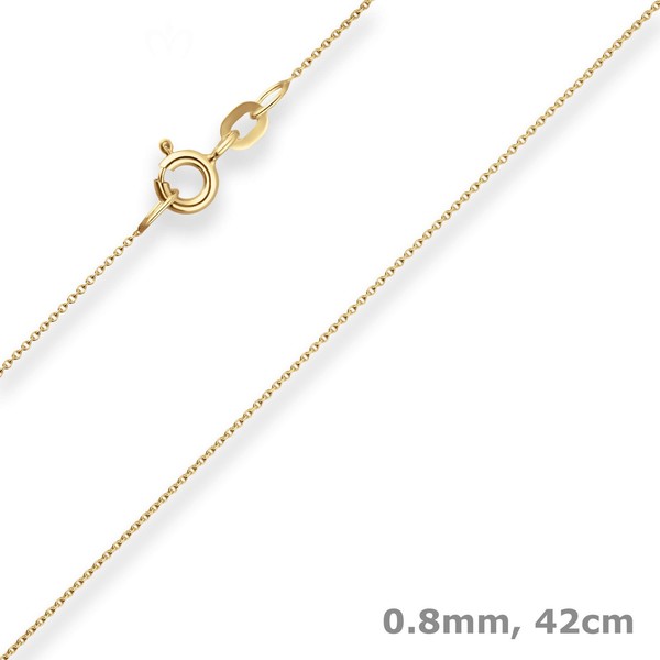 0,8Mm Rund-Ankerkette Collier Mit ZwischenöSe Aus 585 Gold Gelbgold 42Cm-image