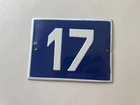 Vintage Enamel Porcelain House Number 17 Door Sign