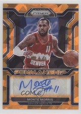 2021-22 Panini Prizm Penmanship Orange Ice Prizm Monte Morris #PM-MMS Auto 0dq7