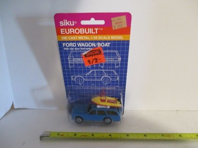 Siku Eurobulit #1322 Ford Wagon/Boat Blue 1:55 West Germany MOC
