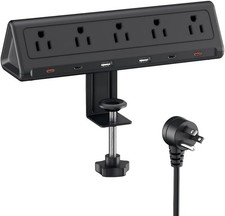 6.5 FT Desk Clamp Power Strip with 5 AC Outlets 6 USB Ports PD 40W USB-C Fast