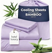 Cooling Bamboo Viscose Sheet Set 1600 TC Purple Hotel Luxury Solid Modern