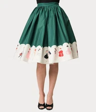 Unique Vintage Barbie Gellar Swing Skirt XL RARE! Vintage Dolls Green Holiday