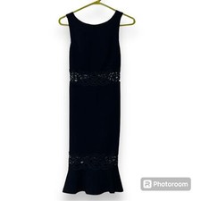 Lulus size small In The Name of Love crochet midi black dress zips up back NWT