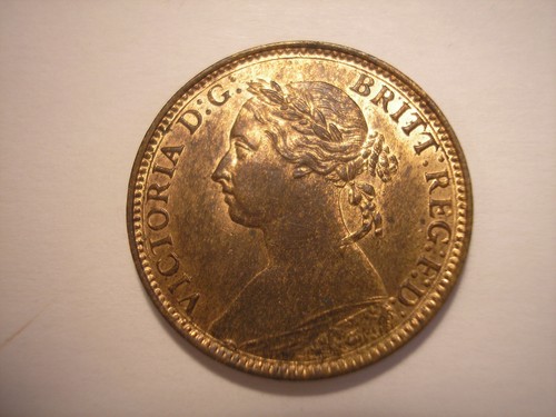 1886 Farthing, Queen Victoria, KM# 753, Sp#3958, UK - Picture 5 of 8