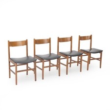 4 sedie in legno con seduta imbottita, anni ’50, chairs, mid-century modern, ita