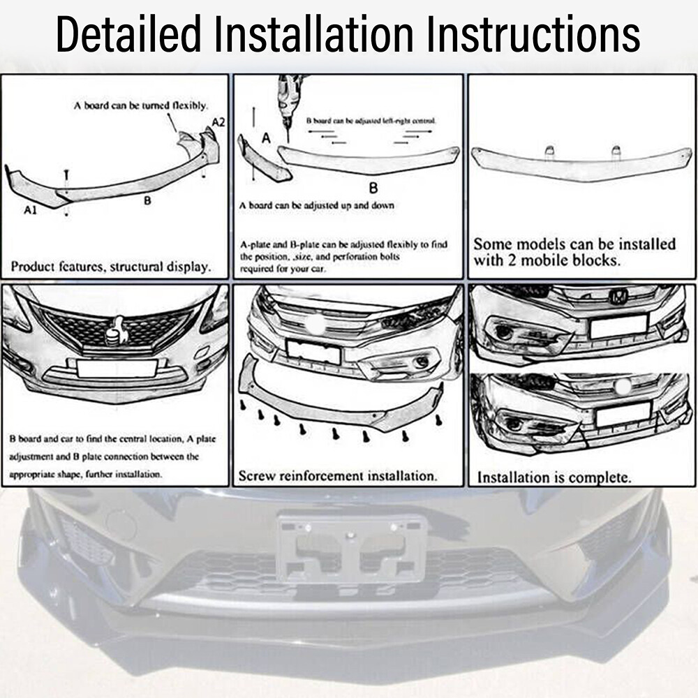 For Maserati Ghibli Carbon Style Front Bumper Chin Lip Splitter Spoiler Body Kit