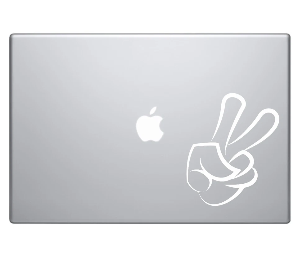 Victory Hand Sign Decal Vinyl Sticker For Macbook Laptop, Apple Macbook Air Pro  - Image 3 of 4