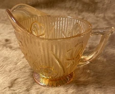 Vintage Jeanette Iris & Herringbone Carnival Glass Marigold Creamer