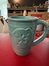 Designers Edge International Embossed Blue Glazed Ceramic Mug Microwave Safe VTG