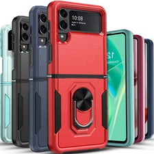 For Samsung Galaxy Z Flip4 Case, Ring Holder Kickstand Shockproof Phone Cover