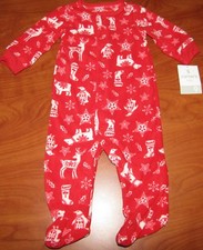 NEW CARTERS CHILDRENS RED HOLIDAY DESIGN BLANKET SLEEPER 9M 4 6