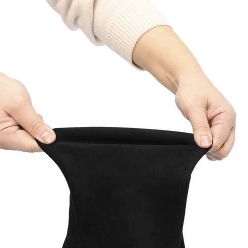 Overknee Socken Stiefel eckiger Absatz Schuhe Wildleder Damen spitz zulaufend hoher Absatz - Bild 18 von 25