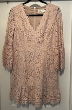 Eliza J Bell Sleeve Lace Pink Dress Size 12P New With Tag Retail $178.00