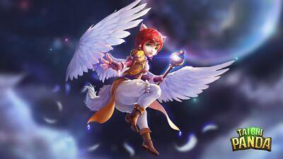 Anime girls wings fantasy girl taichi panda video Playmat Game Mat Desk