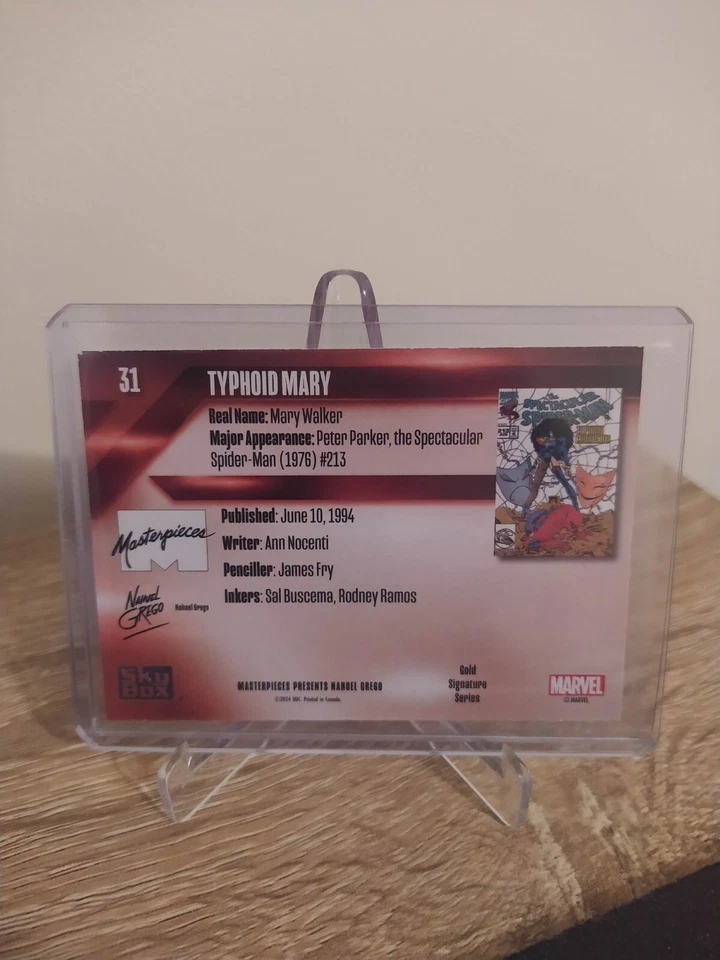 2024 Skybox Marvel Masterpieces Nahuel Grego #31 Typhoid Mary Level 1 Gold Sig - Image 2 of 2