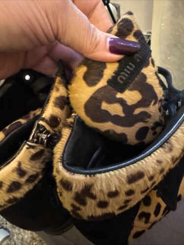 MIU MIU Calf Hair & Leather Leopard Studded High Top Trainers Size UK 6.5 EU 40 - Picture 16 of 16