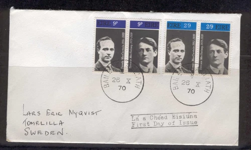 Ireland B19 FDC 1970 Addressed 4v MacCurtain MacSwiney Freedom Fighter CV 45 eur