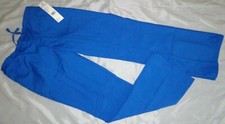 White Swan Flare Scrub Pant Elastic Back Embroidered Sz Small Royal Blue
