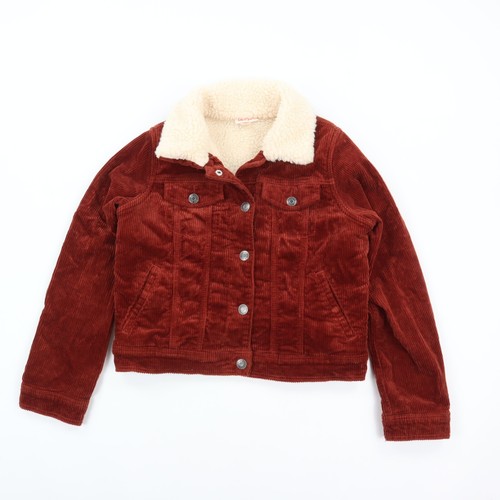 Cat & Jack Mädchen Serpa gefütterte Cord Trucker Jacke braun Druckknopfleiste L (10/12)