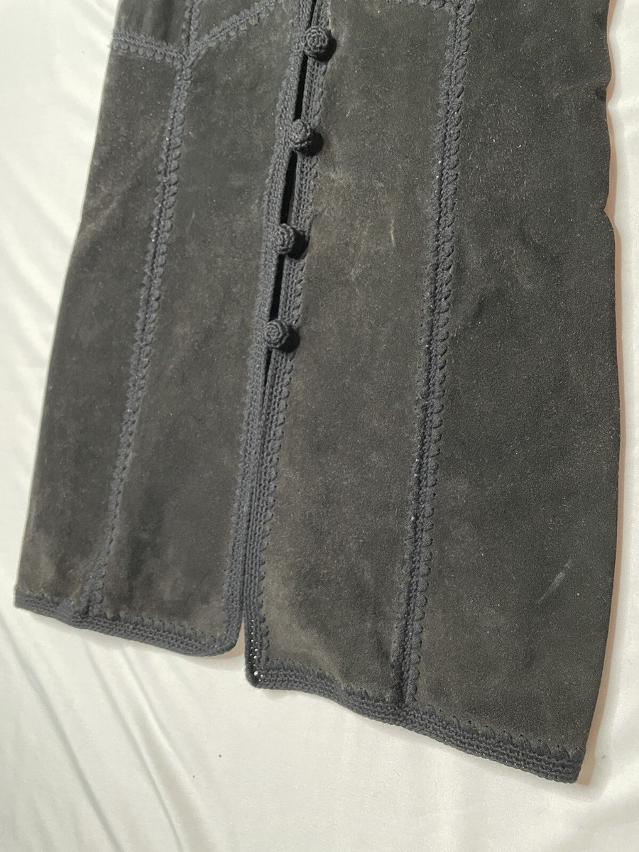 Prada Vintage Fall 1993 Black Knit Suede Leather Russian