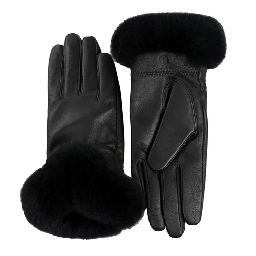Women's Winter Genuine Leather Gloves Rex Rabbit Fur Warm Trim Cuff Velvet Lined - Picture 62 of 88