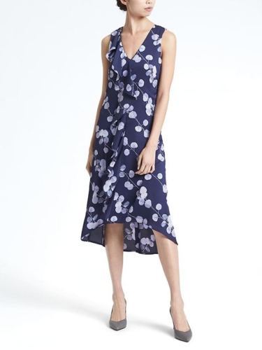 NWT Banana Republic Blue Floral Cascade Ruffle Midi Shift Dress, sz 4 #798073 | eBay NWT Banana Republic Blue Floral Cascade Ruffle Midi Shift Dress, sz 4 #798073 | eBay