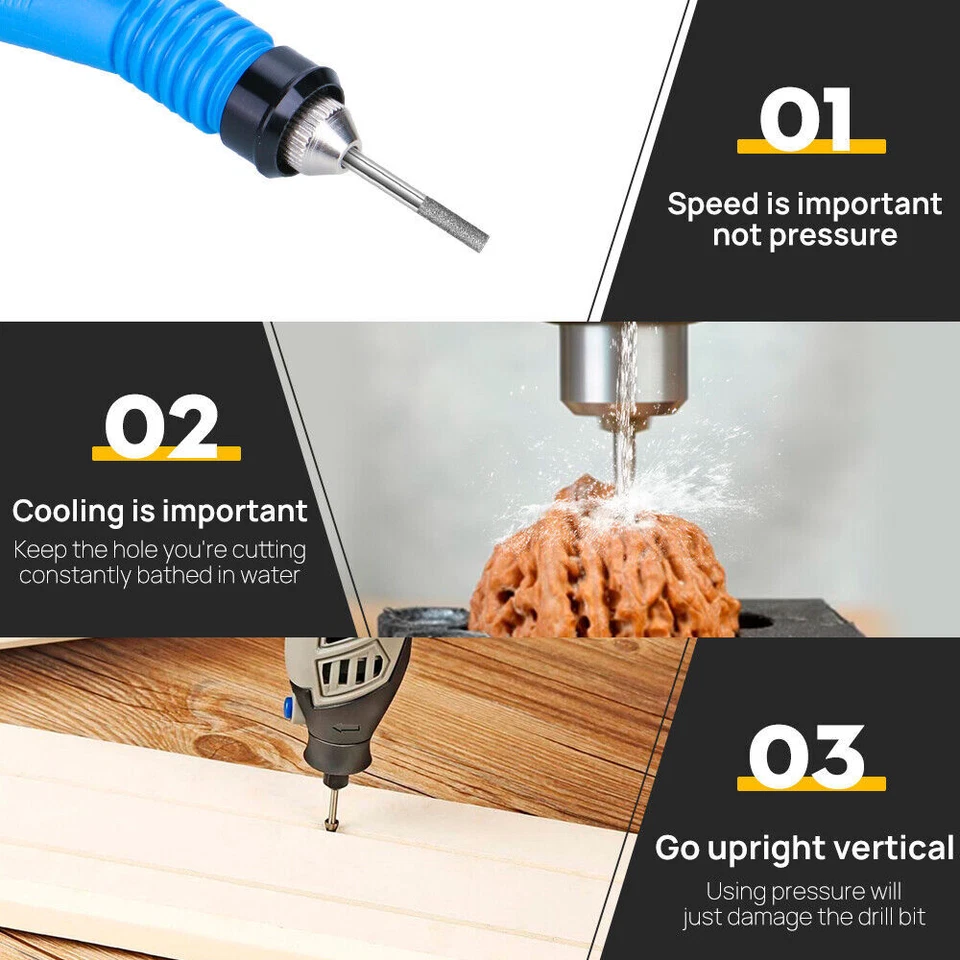30x Diamond Burr Bits Drill Grinding Carving Cutting Set For Dremel Rotary Tool - Image 4 of 4