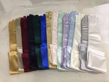19" Long Stretch Satin With Spandex Glove. Bridal Wedding. Prom.Halloween.