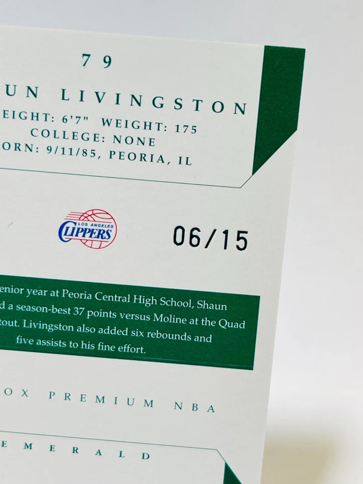 SHAUN LIVINGSTON 2004-05 Skybox Premium RC Rookie VERDE ESMERALDA #'d/15 #79 - Imagem 3 de 3