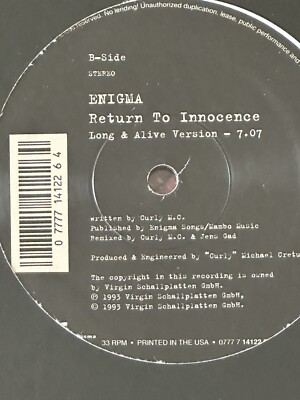 ENIGMA - RETURN TO INNOCENCE 1993 US SEALED 12  VINYL/MAXI UK#3 Billboard #4 DMM