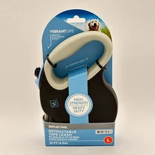 Vibrant Life 16-FT REFLECTIVE RETRACTABLE DOG TAPE LEASH L Large 110 lbs NEW