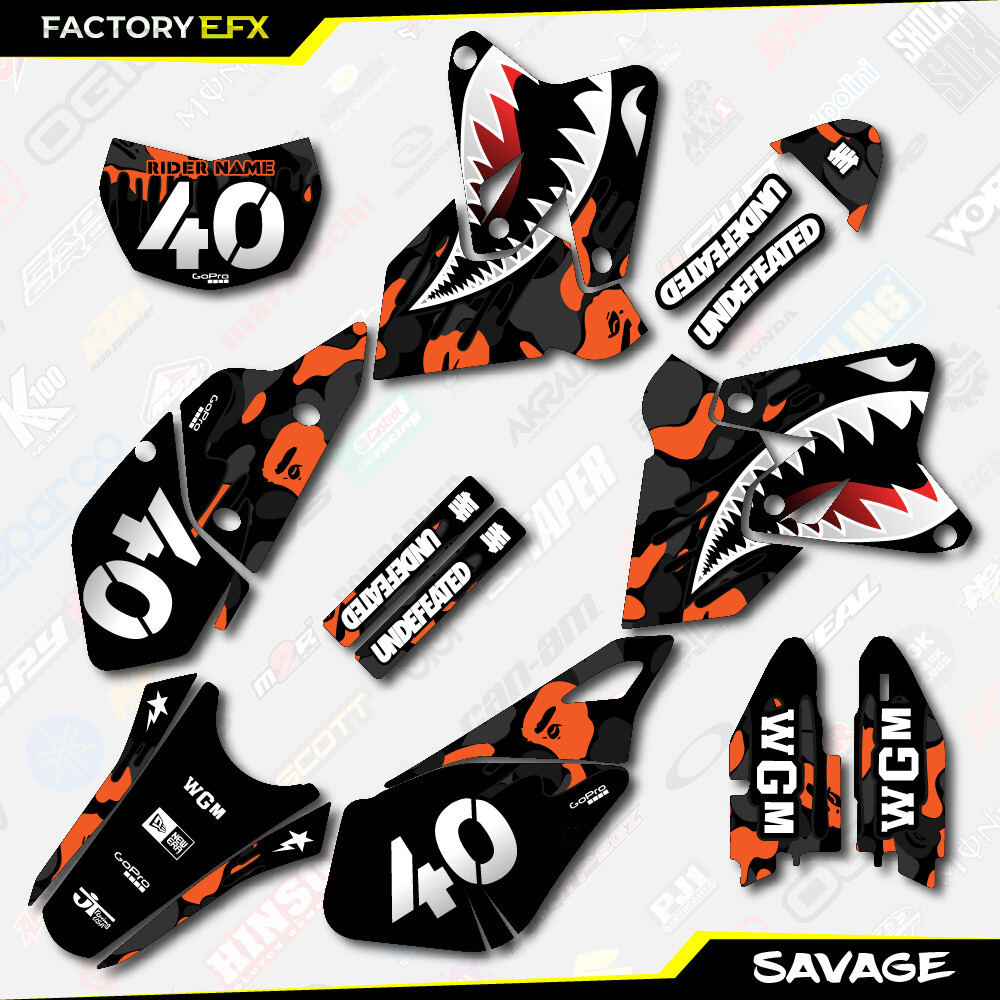 Black Orange Savage Graphic Kit fit Suzuki DRZ400SM Drz400s drz400