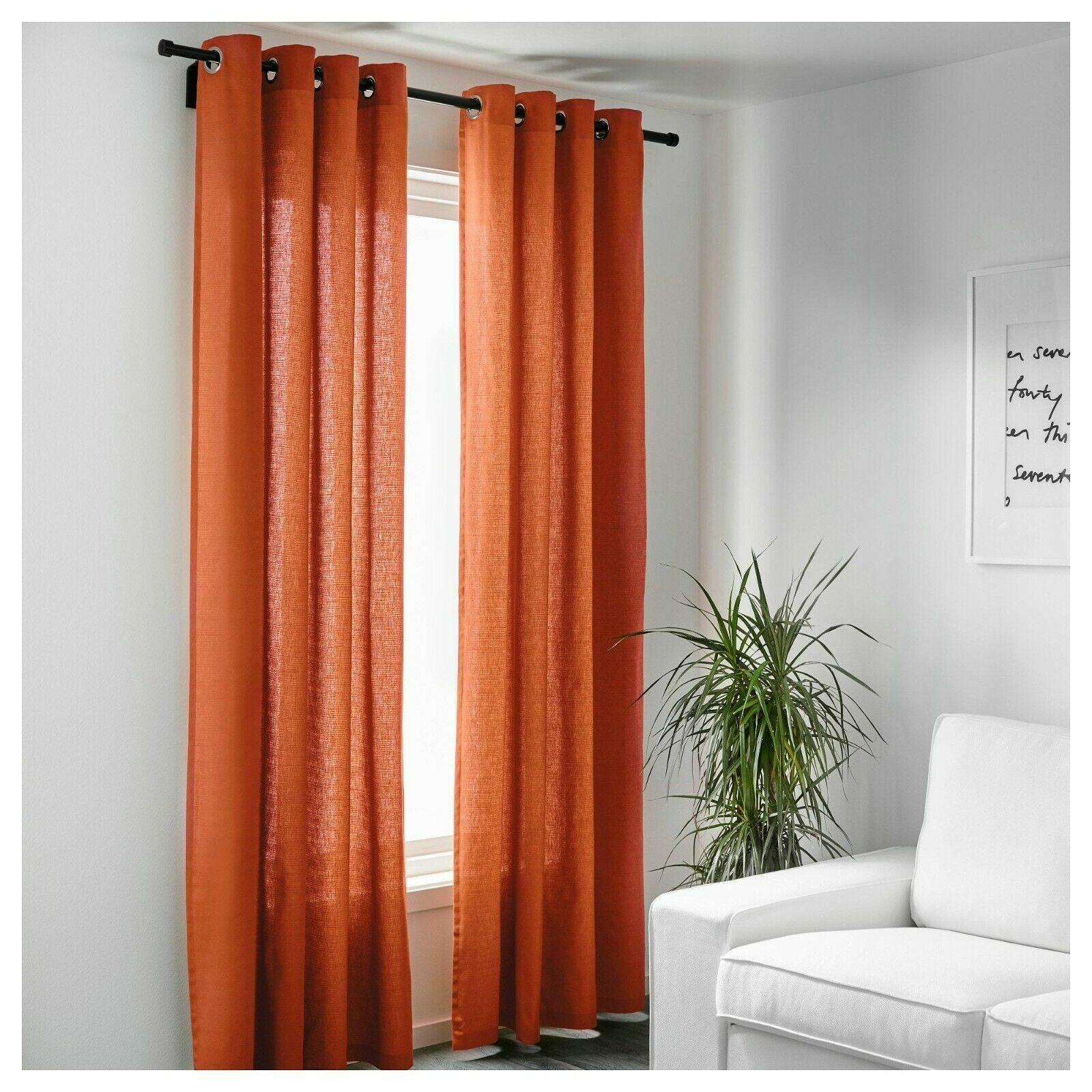 MARIAM Orange Pair Of Curtains Cotton Ikea Curtain Panels 57x98 145x250cm For Sale Online