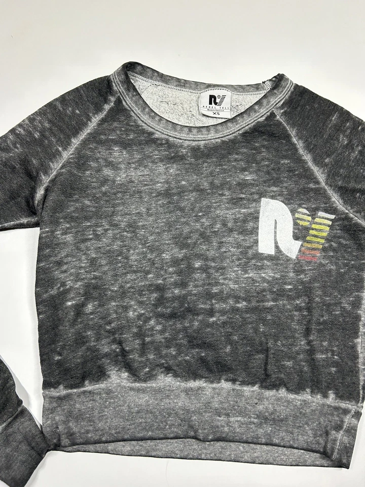 Sudadera Rebel Yell Gris Manga Larga Recortada Logo Talla XS Foto 3 de 4