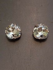 Glamorous Cushion Stud Earrings Made With Swarovski Black Diamond.  Made In UK. 