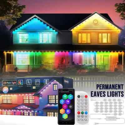 NEW 2025 MODEL - 50/100FT Indoor Outdoor LED Eaves Lights RGB IC Bluetooth APP