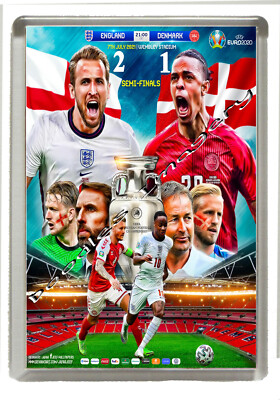 EM 2020 - Halbfinale - England v Dänemark - Jumbo Kühlschrankmagnet 90mm x 60mm 