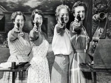 11054.Decor Poster..Vintage Interior wall design.B&W photograph.Women aim at you