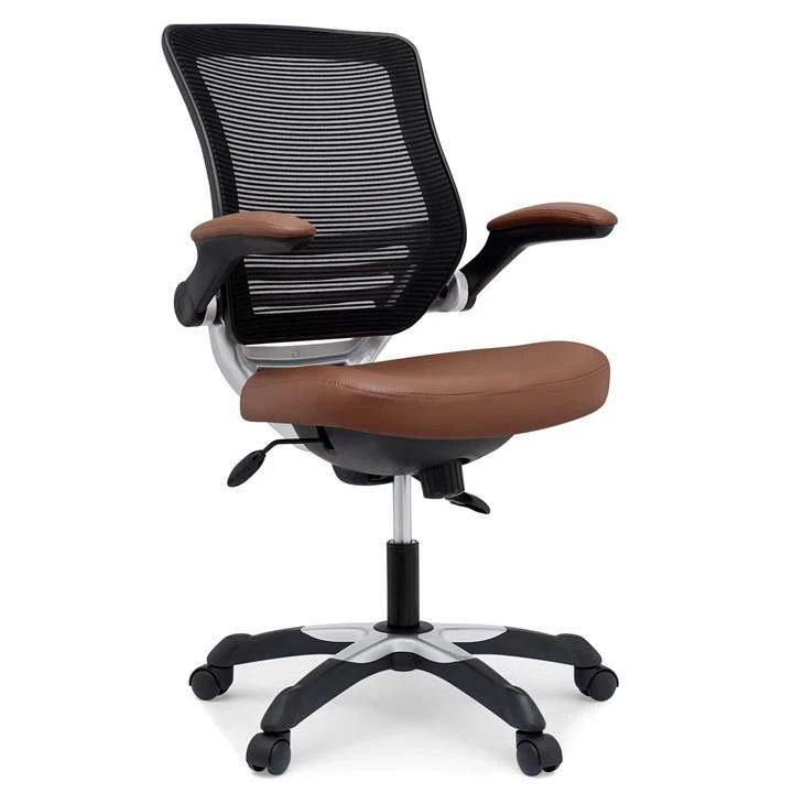 Mid Back Black Mesh Back and Tan Vinyl Seat Office Task Chair w