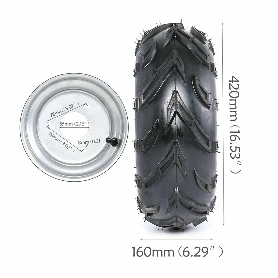 2pc 7" inch 16X8-7 16x8x7 Tire Wheel 3 Lug Rim For Taotao 125cc 150cc ATV GoKart - Image 4 of 4