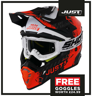 NEU JUST1 J38 ERWACHSENE MOTOCROSS MX ENDURO OFFROAD HELM KTM ORANGE MATT