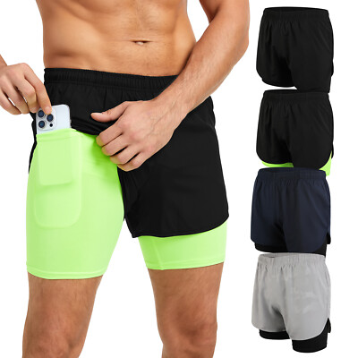 Herren 2-in-1-Shorts 12,7 cm schnelltrocknend Fitnessstudio Sportliches Training