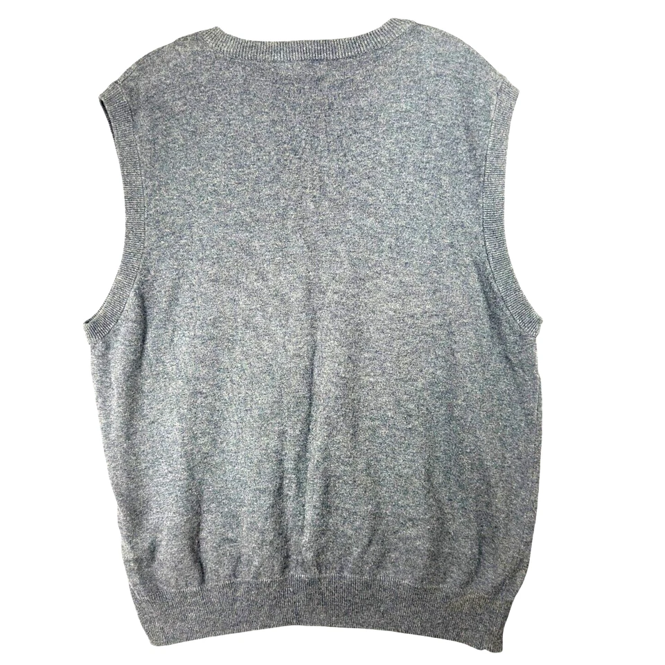 Винтажный седловидный свитер Argyle жилет мужчин M серый v-образным вырезом сделано в Гонконге - Изображение 2 из 4