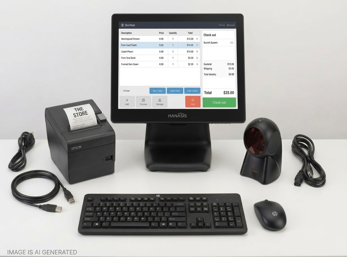 HANASIS Hit Plus i5 8GB RAM 248GB POS System with Printer, Scanner & KB / Mouse